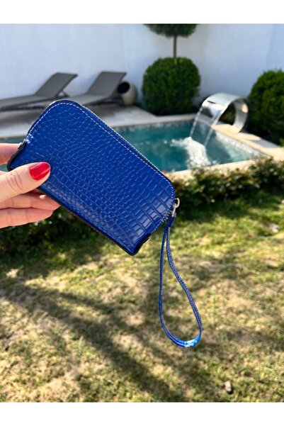 Pinkylola Make -up Model Hakiki Deri Saks Krokodil Baskılı Cüzdan & Makyaj Ça...