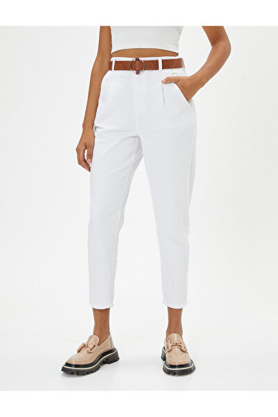 Koton Karotkové kalhoty s páskem Crop kapsa na noze Bavlna Pohodlný střih