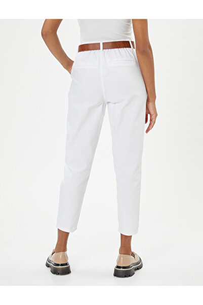 Koton Karotkové kalhoty s páskem Crop kapsa na noze Bavlna Pohodlný střih