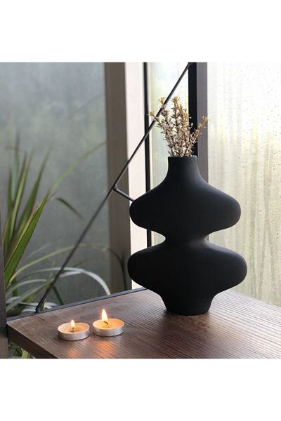 thiramis homeconcept مزهرية الفراشة السوداء بعرض 19.5 سم