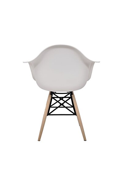 Dorcia Home Kolçaklı Beyaz Eames Plastik Kafesli Sandalye - Cafe Balkon Mutfak Sandalyesi