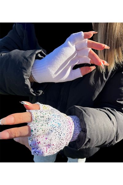 POSUSS Shiny Printed Women's Gloves - white - Ps3333