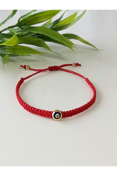 Lilamor Evil Eye Beaded Macrame Knitted Red String Bracelet