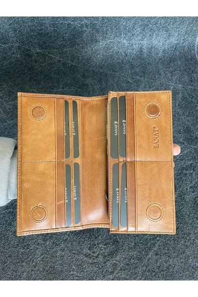 SANAT LEATHER Sl-2161 Genuine Leather Unisex Portfolio Wallet with Phone Compartment