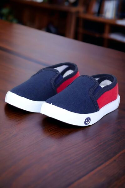 Ponchiq Children's Linen Navy Blue Red Comfortable Sandals