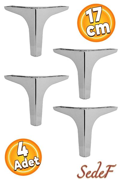Badem10 Sedef Luxury Furniture Sofa Tv Unit Console Seat Leg 17 cm Chrome Legs 4 Pieces