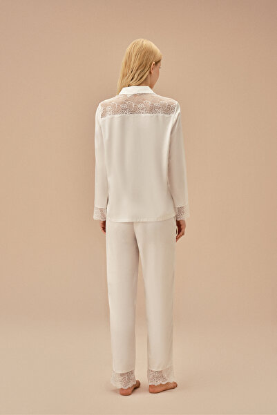 SUWEN Set de pijamale cu guler cămașă din dantelă Pansy