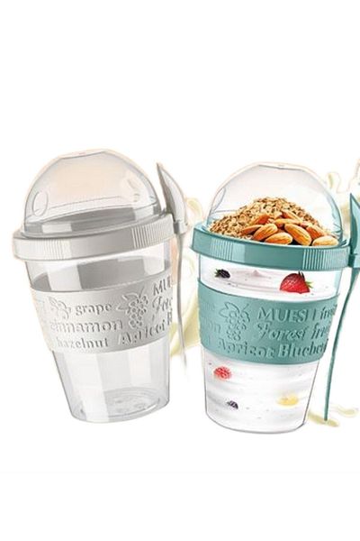 Gönül İşlerim Take'n Go Practical 600 Ml Yogurt and Musli Container with Portable Spoon