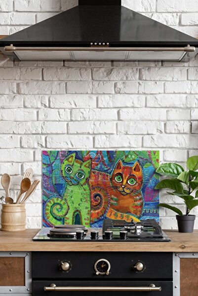 Decovetro 76x50 см Захисний екран для плити з малюнком котів