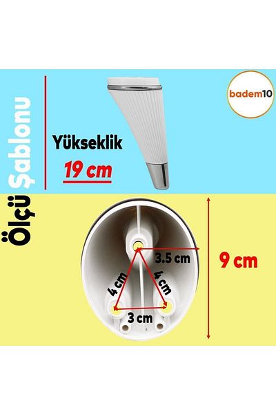 Badem10 Set de 6 din fier - Mobilier alb Unitate TV, Consolă, Fotoliu și Canapea Suport, Picioare șuruburi de 19 cm