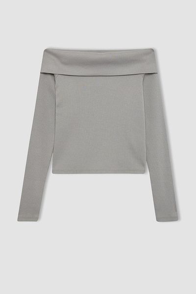DeFacto Ribbed Camisole Long Sleeve T-shirt - Coool C0686ax23cw