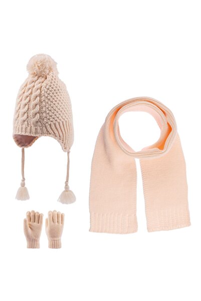 Kitti 4-8 Yaş Kız Çocuk Atkı Bere Eldiven Takımı, 3 Lü Set
