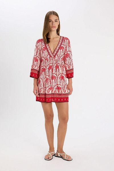 DeFacto Gemustertes Strandkleid mit normaler Passform - Fall in Love D5735ax24hs