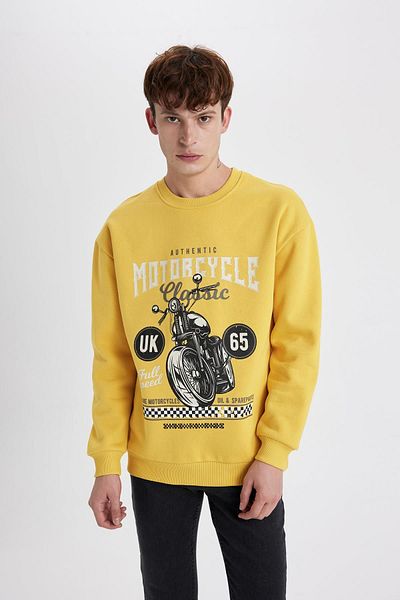 DeFacto Crew Neck Comfort Fit Printed Sweatshirt - B4945ax23au