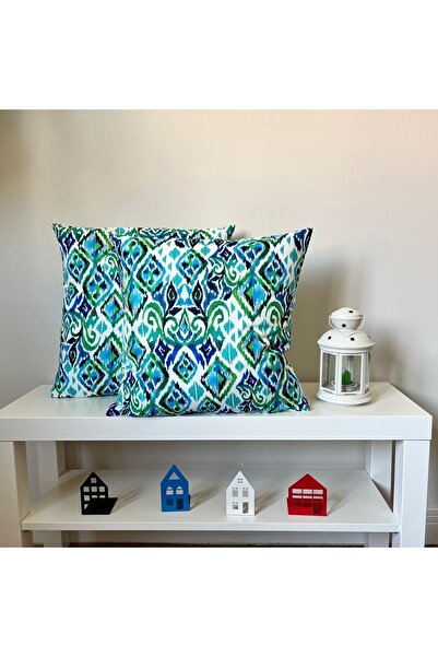 DECO Kırlent Kılıfı Sulu Boya İkat Desenli Dijital Baskılı