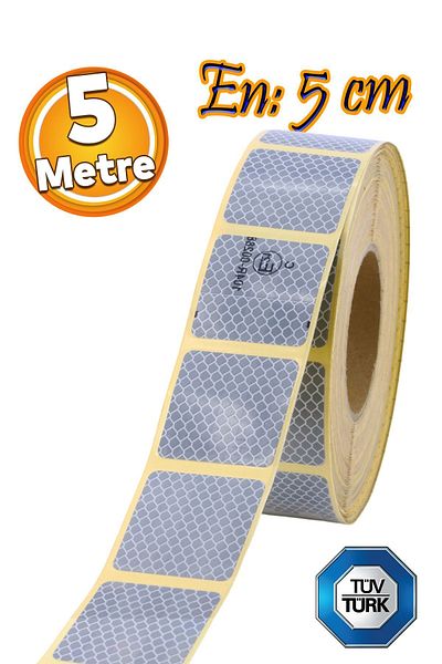 Badem10 5 Meter White Reflective Phosphorescent Cut Strip Tape - Tuvturk Approved