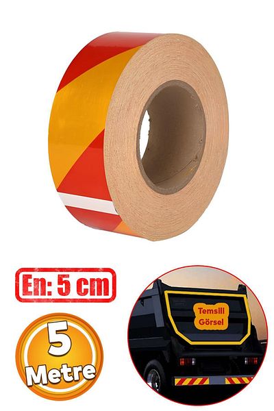 Badem10 5 Cm Wide Yellow Red Reflective Highlighter Strip Tape - Adhesive Warning Tape