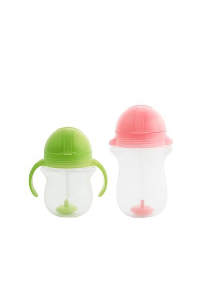Munchkin Green and Pink Click Lock Spout Cup - 6 Months+ 207 ml Vs 12 Months+ 296 ml