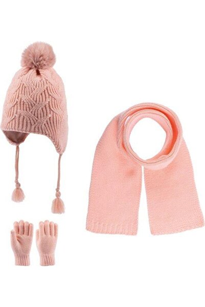 Kitti وشاح، بيريه، قفازات، 4-8 أطفال، طقم 3 قطع، فتاة، سلمون