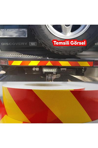 Badem10 5 Cm (10 Meters) Yellow Red Strip Tape - Adhesive and Phosphorescent Reflective Warning Tape