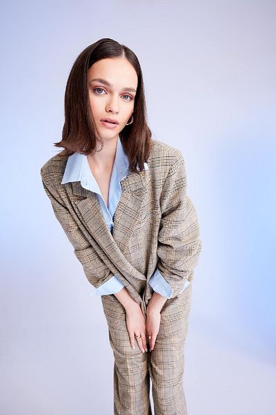 DeFacto Μπουφάν Oversize με φαρδύ καρό μπλέιζερ με διπλό γιακά D4427ax24au