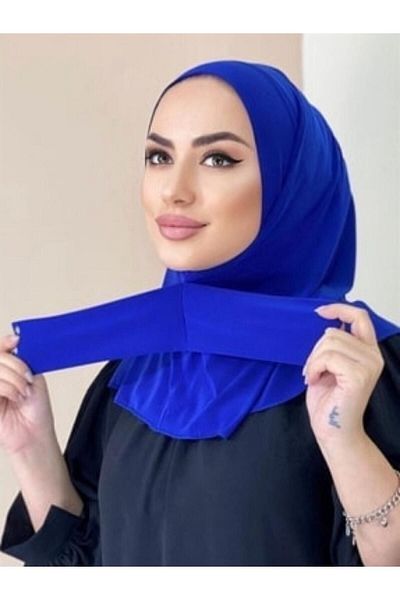 Organic Scarfs Γυναικεία χτενισμένα βαμβακερά κουμπωτά Hijab Ready Bone Wrap Μοντέλο Κασκόλ