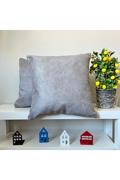 DECO Husă de pernă din catifea gri Melange în stil nordic