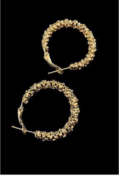 MAZEN Star Dust Patterned Serrated Rough Women's Hoop Earrings