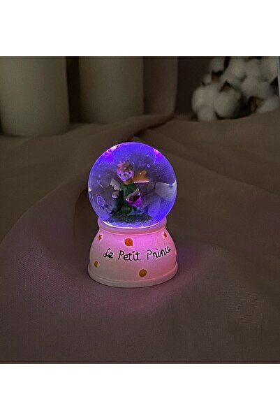 Toptanhane Mini Boy Küçük Prens Işıklı Kar Küresi Dekoratif Hediyelik Little Prince Beyaz Renk