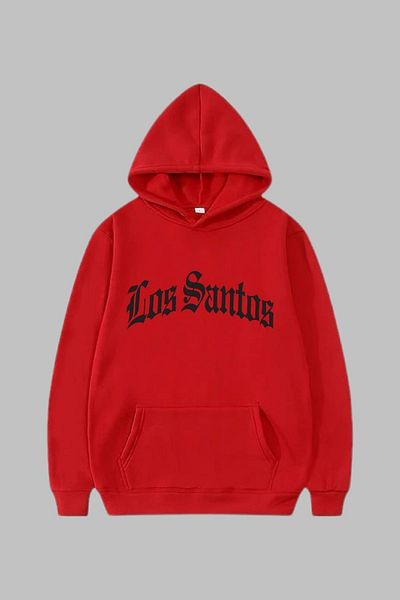 Nyda Collections Los Santos Printed Unisex Oversize суичър с качулка - дълъг ръкав, джоб