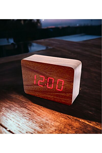 Emfar Ahşap Dijital Çalar Saat 10 Cm - Mavi Su Dünyası