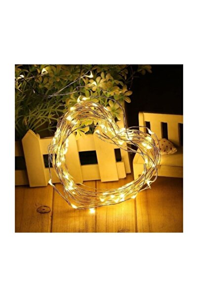 Dolu Pilli Tel Peri Led 10 metre Sarı Kavanoz Balon Süsleme