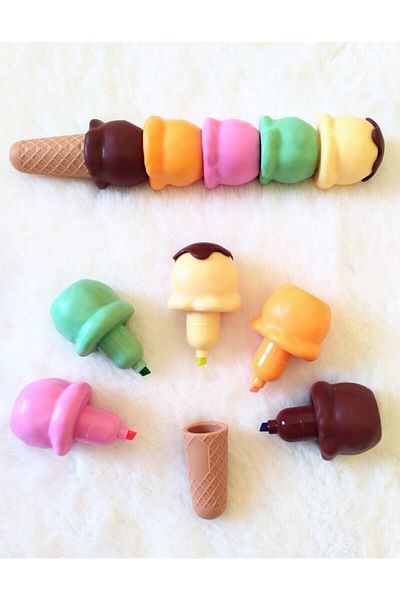 Pembe Çarşı 5 Colors Highlighter Ice Cream Pen