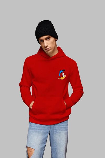 Nyda Collections Унисекс суитшърт с качулка и щампа Daffy Duck - дълъг ръкав, памук