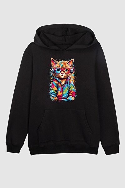 Nyda Collections Unisex majica sa kapuljačom, dugim rukavima i printom - sa k...