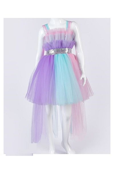 Balkan Etç Baby Princess Evening Dress - Short Front, Long Back, Elastic Back and Sequin Belt