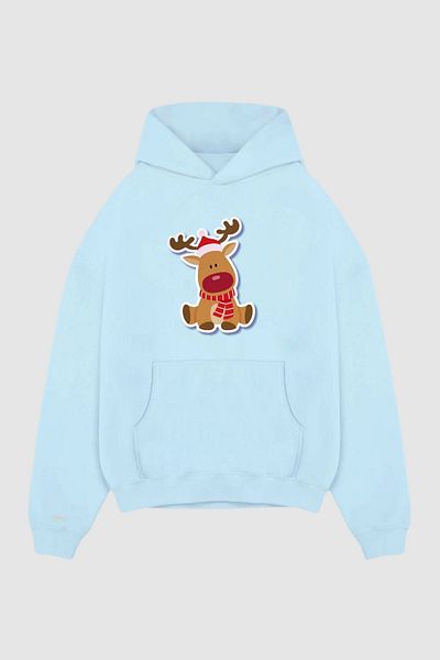 Nyda Collections Hanorac oversize unisex cu glugă, cu mânecă lungă, imprimat - buzunar cangur