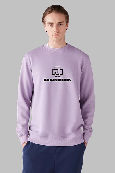 Nyda Collections Унисекс суитшърт без качулка с щампа Rammstein - дълъг ръкав, кръгло деколте, памук