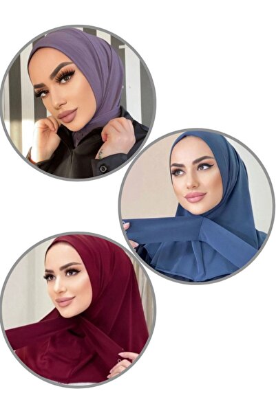 Organic Scarfs Penye Çıtçıtlı Hazır Eşarp Hijap Şal 3'lü Set