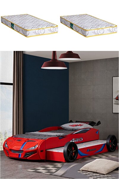 Setay Arabalı Yatak, Merso Yavrulu Rüzgarlıklı Araba Yatak - Kırmızı 2 Adet Comfort Yatak