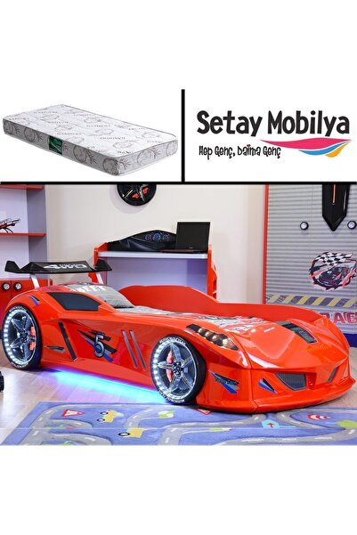 Setay Arabalı Yatak, Jaguar Rüzgarlıklı Full Ledli Arabalı Yatak - Kırmızı 1 ...