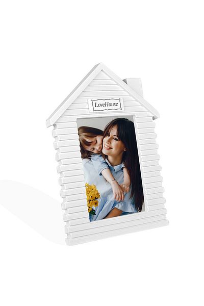 Nobbystar White Color Vertical 13x18 Cm Plastic Photo Frame with Home Motif