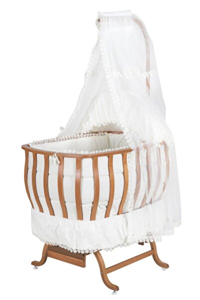 Setay Doğal Ağaç Beşik, Otantik Lüx Sallanan Beşik + Uyku Seti + Cibinlik - Açık Ceviz