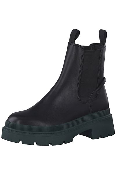 Tamaris Damen Elegante Stiefelette  1-25405-29 Schwarz 071 Black/Dk. Green Kunstleder mit TOUCH-IT