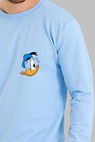 Nyda Collections Hanorac oversize din bumbac unisex cu imprimeu Daffy - mânecă lungă, decolteu, fără glugă