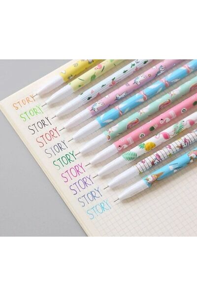 Happystore أقلام جل ملونة كرتونية 10 قطع من يونيكورن وفلامنغو