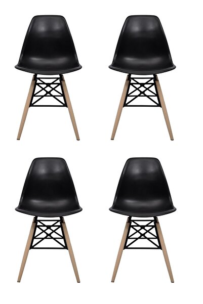 Dorcia Home Eames Plastik Kafesli Sandalye - 4 Adet - Cafe Balkon Mutfak Sand...