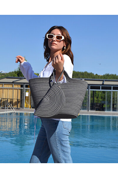 HomeTurko Bohém stílusú cipzáras 2 részes juta pénztárca - mosható női táska