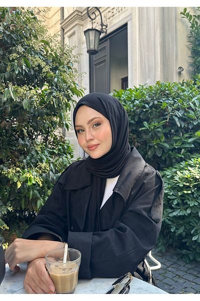 Quğu SCARF Premium Black Combed Shawl