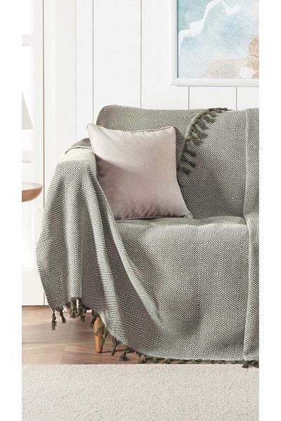 Lux Touch 170 X 210 cm Cotton Tufted Khaki Seat Cover - Sofa Sofa Bed Duvan Shawl
